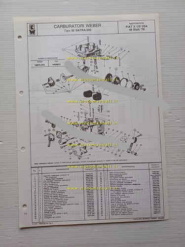 Weber carburatore datra 202 - 32,