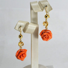 18k YELLOW GOLD PINK CORAL