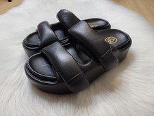 ASH Zeta Double Strap Black Leather Platform Sandals Women's Size 37 US 6.5-7