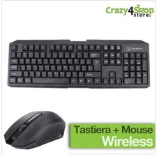 KIT MOUSE E TASTIERA WIRELESS PER PC 2.4GHz DESKTOP WIFI USB KEYBOARD SENZA FILI