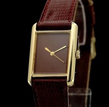 Montre Sandoz tank bordeaux/or