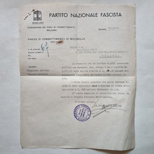Fascismo PNF Molinella Bologna Fascio Combattimento Documento 1938