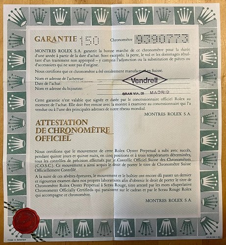 Rolex certificate 16030 - rolex,