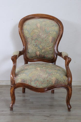 Poltrona antica noce epoca - poltrona, noce,