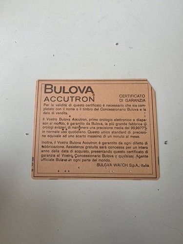 Bulova accutron certificato - accutron,