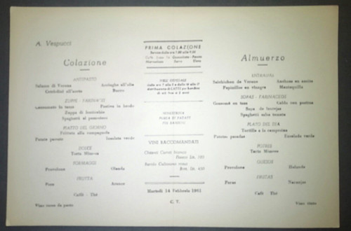 Nave vespucci menu classe - vespucci,