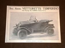 Pubblicità dei primi del '900 Auto o automobili Vetturette Temperino Mod.2 posti