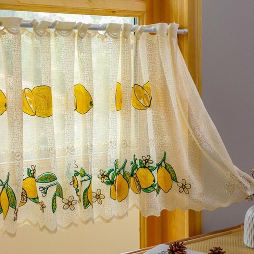 Tenda corta ricamata limone