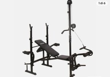 Panca fitness multifunzione panca pesi con porta bilanciere regolabile + pesi