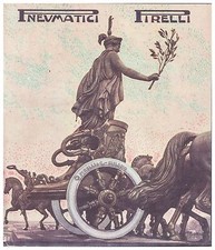 PUBBLICITA 1915 PNEUMATICI PIRELLI QUADRIGA COCCHIO CARRO (MARIUS) M.STROPPA  