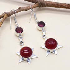 ORECCHINI INDIANI PENDENTE AMETISTA E CALCEDONIO ARGENTO 925