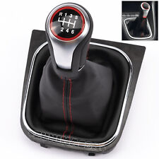 per VW GOLF 5 V 6 POMELLO LEVA DEL CAMBIO 6 MARCE MANOPOLA MANIGLIA ROSSO CUFFIA