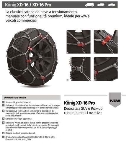 Konig xd16 catene neve 16mm - xd16,