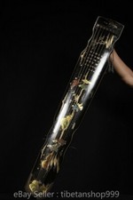 48" Old Chinese Wood Carved Gild Dynasty Figure Story 7 Strings Qin Statue