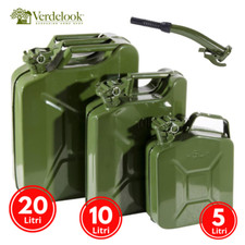 Tanica per benzina militare in metallo omologata 5 10 20 Litri bidone carburante