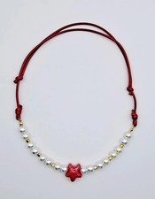 Collana girocollo choker perle perline rosse stella marina ceramica donna ragaz
