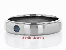 Riscaldato Zaffiro Blu Con 14K Placcato Oro Bianco Anello Argento per Uomo #981