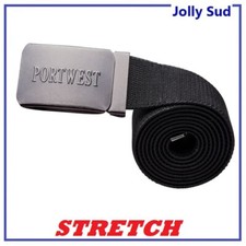 Cintura Uomo da Lavoro Elasticizzata Cinta per Pantaloni in Tela Nera con Fibbia