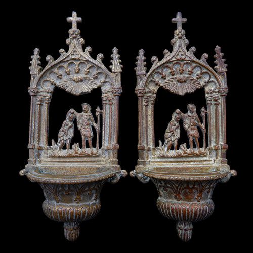 Antica coppia acquasantiere - antica,