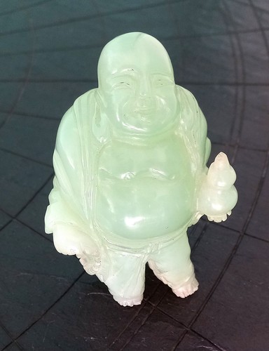 Budda statua giada verde - in,
