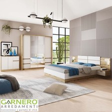 Camera completa matrimoniale arredamento design modern VOLGA quercia bianco comò