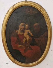Dipinto Olio Su Tela. Sacra Famiglia. Scuola Emiliana Fine XVII Sec Inizi XVIII