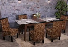 Sedia sala da pranzo Acireale, vimini intrecciati (set di 6) scura, senza cuscini