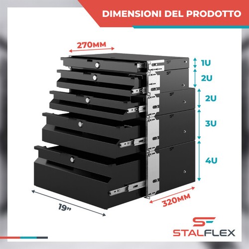 Cassetto rack 4u 270 - 1-4u, 270-320
