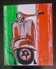 Quadro VESPA  Dipinto A Mano Acrilico Su Tela Misure 50x40