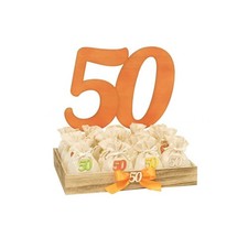 Bomboniera 50 anni compleanno sacchettini portaconfetti numero 50 e cesto