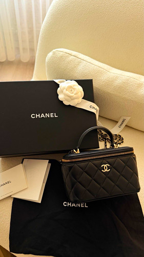 Chanel vanity case pelle nera - vanity,