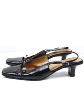Gucci Vintage Sling Back Low Block punta quadrata tacco nero, taglia 40/41