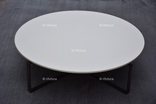 Tavolino basso rotondo da salotto in legno laccato bianco metallo cromato-1SH