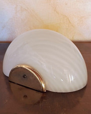LAMPADA DA PARETE CONCHIGLIA VETRO DI MURANO E OTTONE, METÀ ANNI 70, STRISCE, VENINI? iTALY