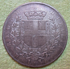 5 Lire 1877 Roma Scudo Argento Vittorio Emanuele II Re D'Italia casa Savoia