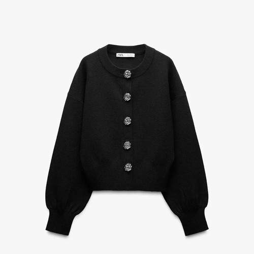 Zara black knit cardigan - zara,