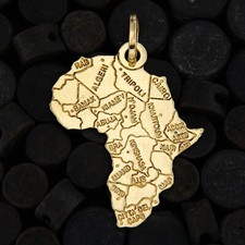 Ciondolo in ORO Giallo 18 kt 750 Continente Africa Pendente Charm da Uomo Donna