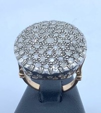 ANELLO VINTAGE ORO ARGENTO E DIAMANTI GREZZI A TOPPA DA DONNA 9 KT 375 ANTICHI