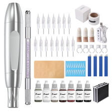 Kit Macchina Tatuaggi Trucco Permanente con Penna Righello Sopracciglia, Pratica Pelle, Anelli