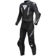 Dainese Laguna Seca 5 2 pezzi tuta pelle nero/nero/bianco moto uomo