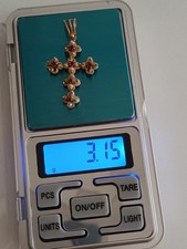 ciondolo croce oro 18 kt rubini e microperle