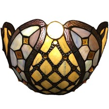 L10816 Applique da parete in vetro colorato stile Tiffany catena a sfera in ottone barocco vicino...