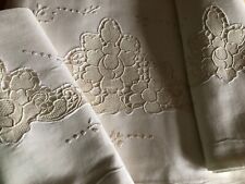 Completo matrimoniale vintage lenzuolo 2 federe pizzo Burano Bassetti pur cotone