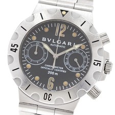 Orologio Uomo Automatico BVLGARI Diagono Scuba SC38S Cronografo Quadrante Nero_914547