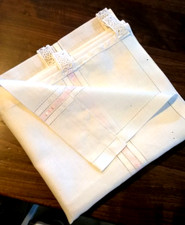 SPLENDIDA TENDINA COTONE BORDO ORLO A GIORNO BIANCO ROSA cm 52 x 90 US.PERFETTO