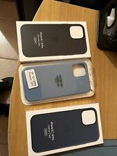 Cover MagSafe iPhone 12 - Silicon Nera + Pelle Blu (originali) - Silicon Celeste