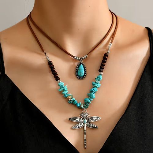 Collana doppia libellula