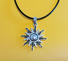 Collana Ciondolo SOLE FASCINO tibetano Collarino Cordoncino Nero Uomo Donna Punk