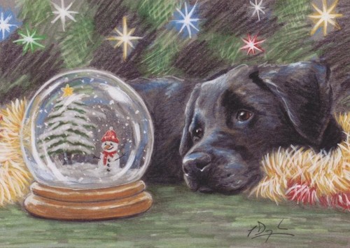 Pittura globo neve cane - neve,