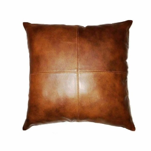 Copricuscino pelle marrone - in,